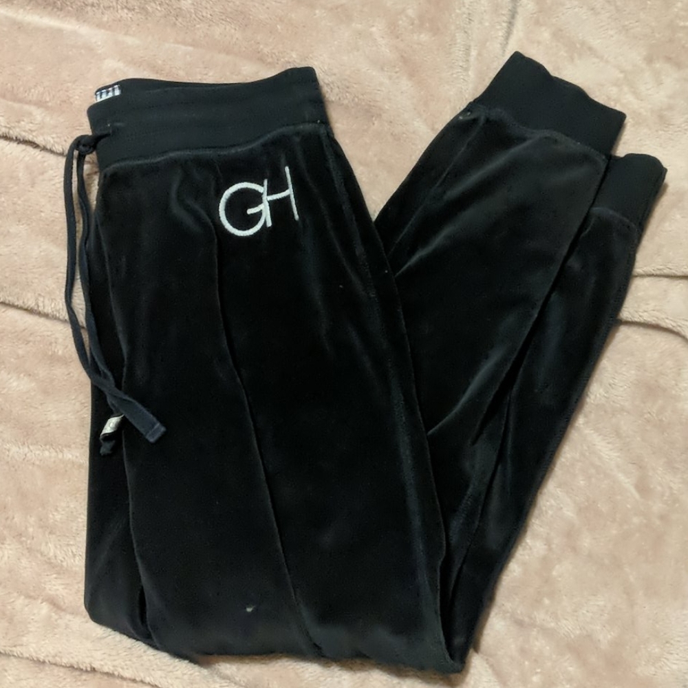 Blue velvet joggers
